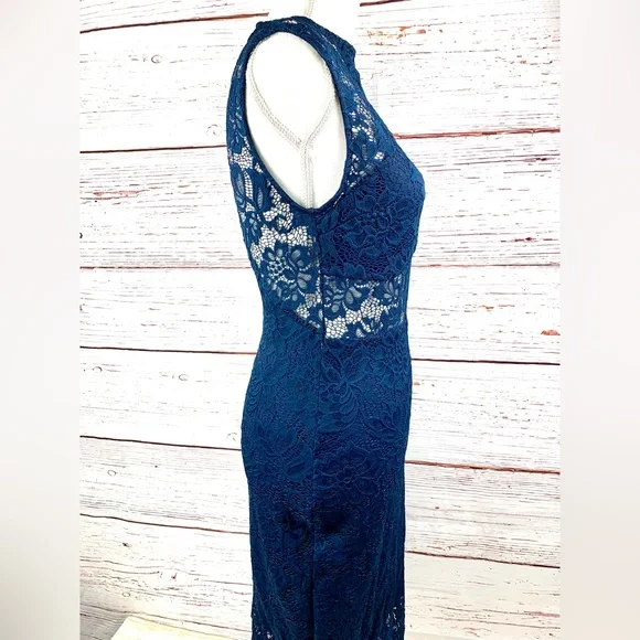 Windsor Navy Lace Bodycon Midi Dress Size M - Picture 11 of 11